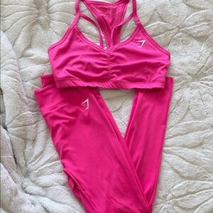 Gymshark Pink Racerback Sports Bra & Leggings - Hot/Bright Pink